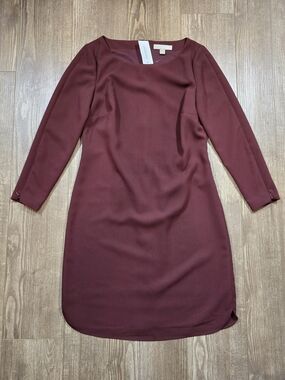 Banana Republic Dress Womens 4 Burgundy Pencil Workwear Preppy Academia Modest